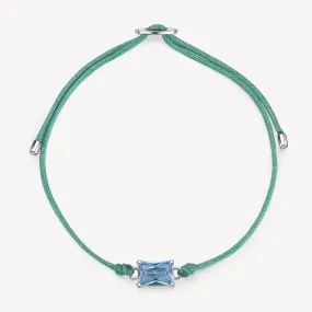Fancy Light Blue Stone Cord Bracelet in Sterling Silver