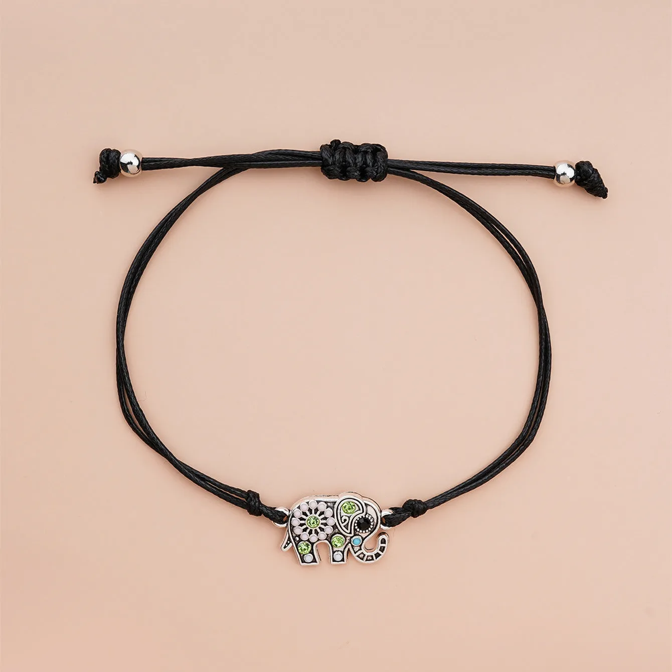 Fashion Dot Diamond Hollow Elephant Card Bracelet