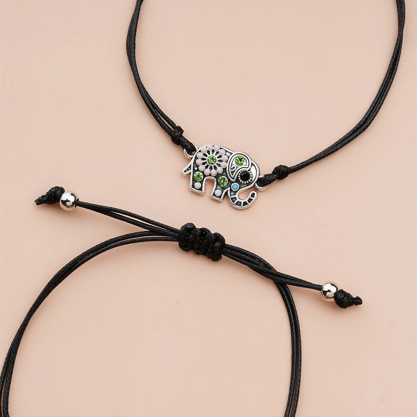 Fashion Dot Diamond Hollow Elephant Card Bracelet