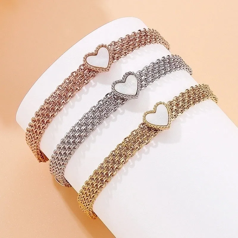 Fashion Trend Heart Titanium Steel Multi-layer Bracelet Wholesale
