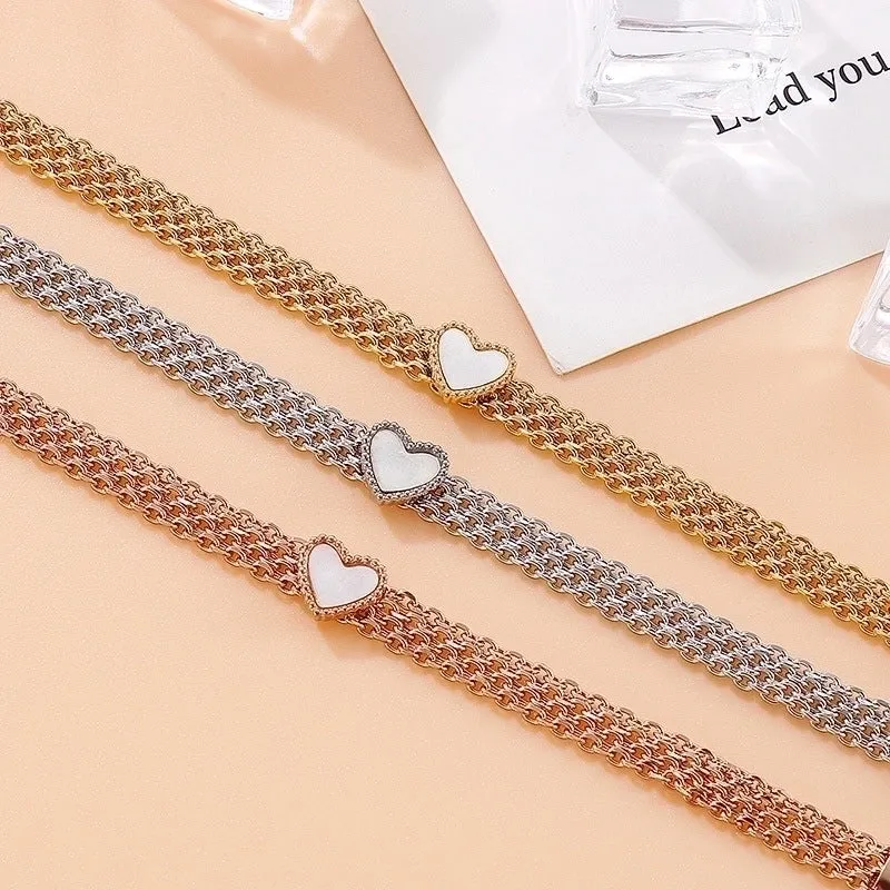 Fashion Trend Heart Titanium Steel Multi-layer Bracelet Wholesale