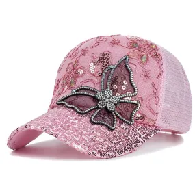 Fashion Women's Cap Butterfly Flower Pendant Baseball Cap Female Outdoor Adjustable Streetwear Summer Trucker Hat