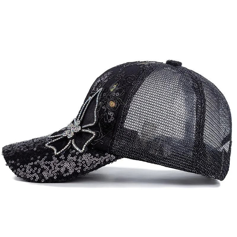 Fashion Women's Cap Butterfly Flower Pendant Baseball Cap Female Outdoor Adjustable Streetwear Summer Trucker Hat
