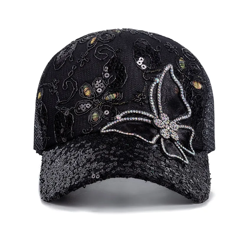 Fashion Women's Cap Butterfly Flower Pendant Baseball Cap Female Outdoor Adjustable Streetwear Summer Trucker Hat