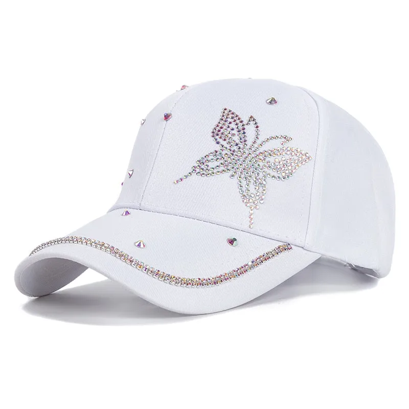 Fashion Women's Hat Butterfly Star Diamond Baseball Cap Female Outdoor Adjustable Streetwear Cap