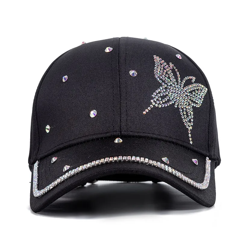 Fashion Women's Hat Butterfly Star Diamond Baseball Cap Female Outdoor Adjustable Streetwear Cap