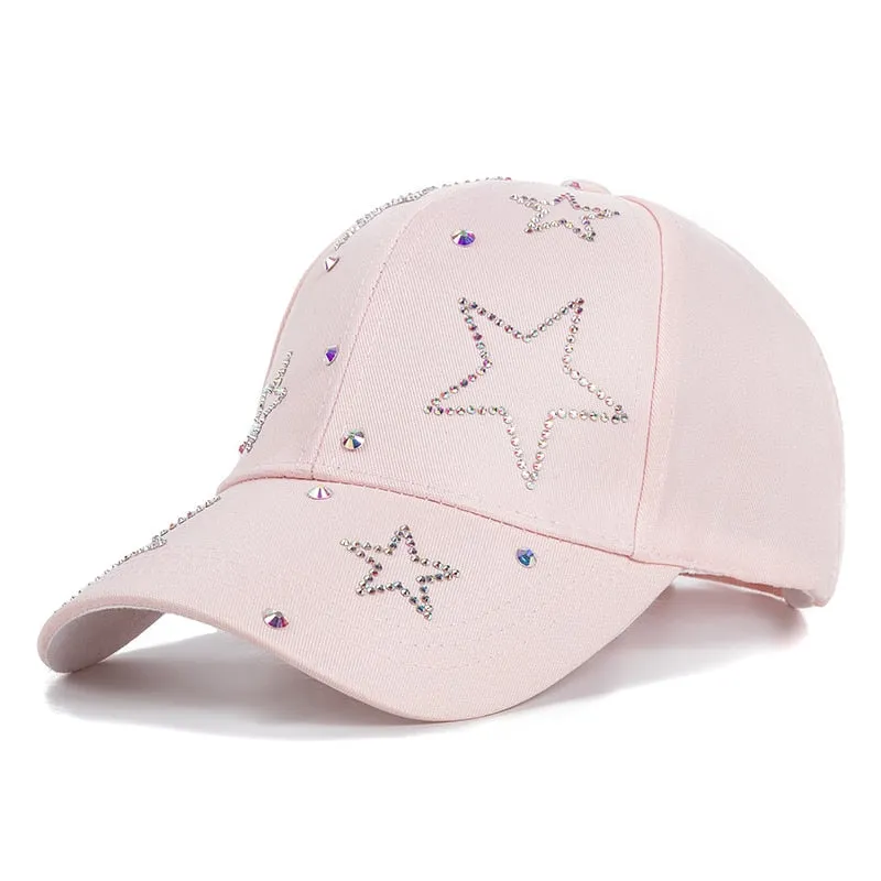 Fashion Women's Hat Butterfly Star Diamond Baseball Cap Female Outdoor Adjustable Streetwear Cap