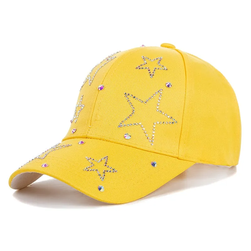 Fashion Women's Hat Butterfly Star Diamond Baseball Cap Female Outdoor Adjustable Streetwear Cap