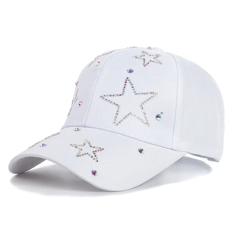 Fashion Women's Hat Butterfly Star Diamond Baseball Cap Female Outdoor Adjustable Streetwear Cap