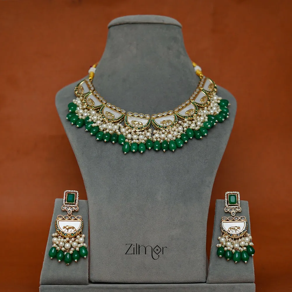 FS1011256 - Sabyasachi inspired Kundan Choker Earrings Set