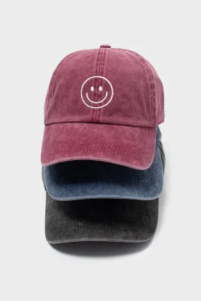 FWCAP1619 - Smiley outline embroidered baseball cap