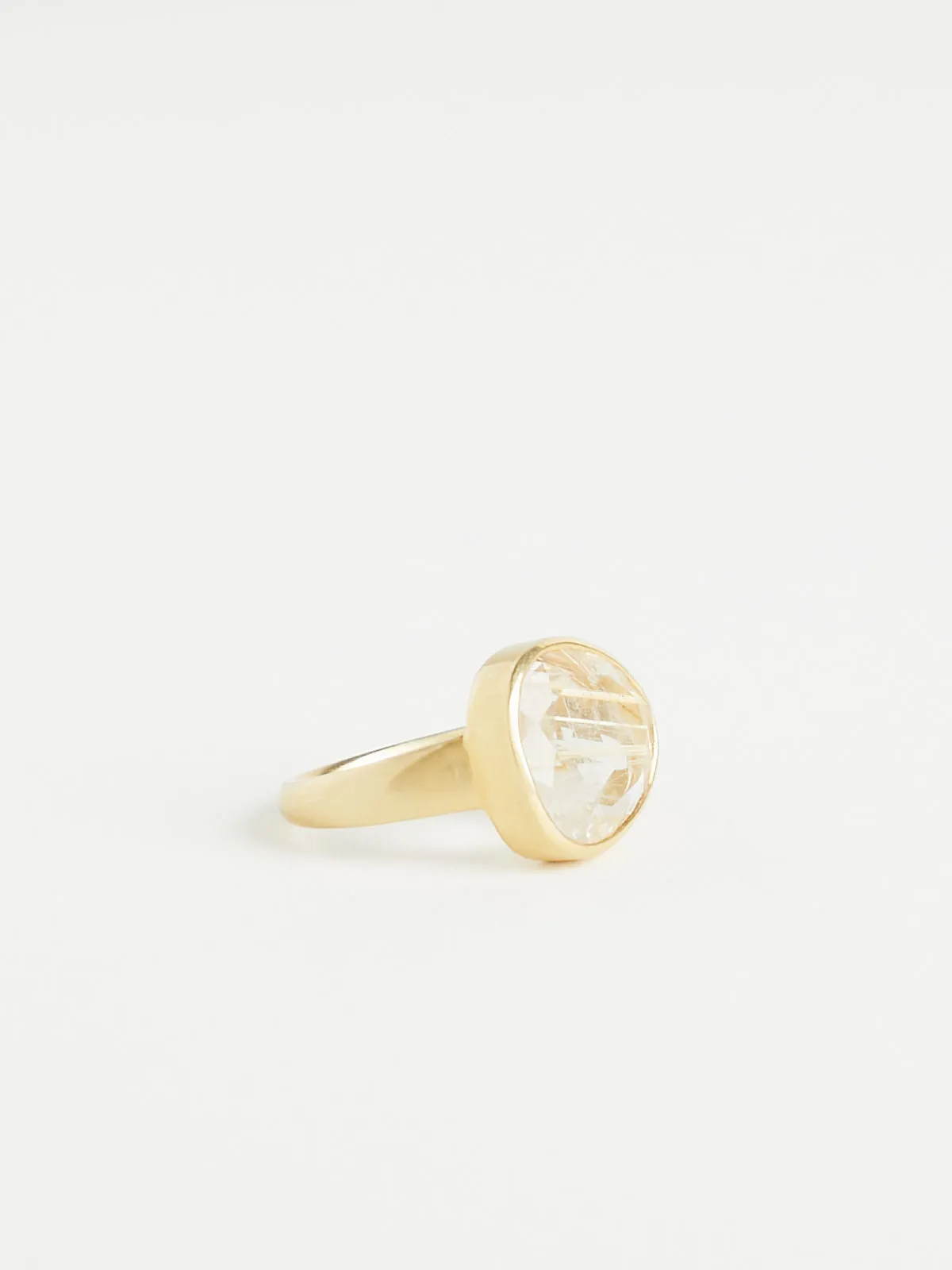 Galaxy Greek Ring in 18k Yellow Gold with Rutilated Quartz