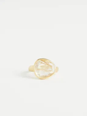 Galaxy Greek Ring in 18k Yellow Gold with Rutilated Quartz