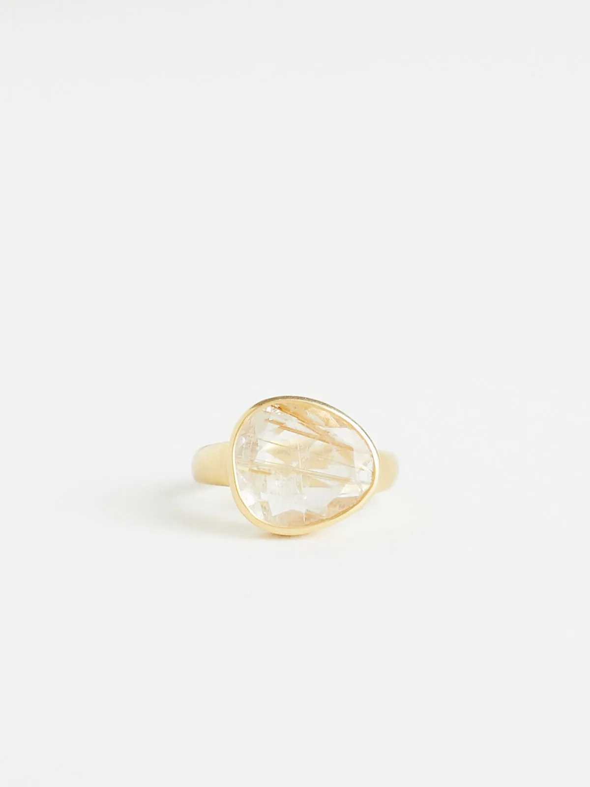 Galaxy Greek Ring in 18k Yellow Gold with Rutilated Quartz