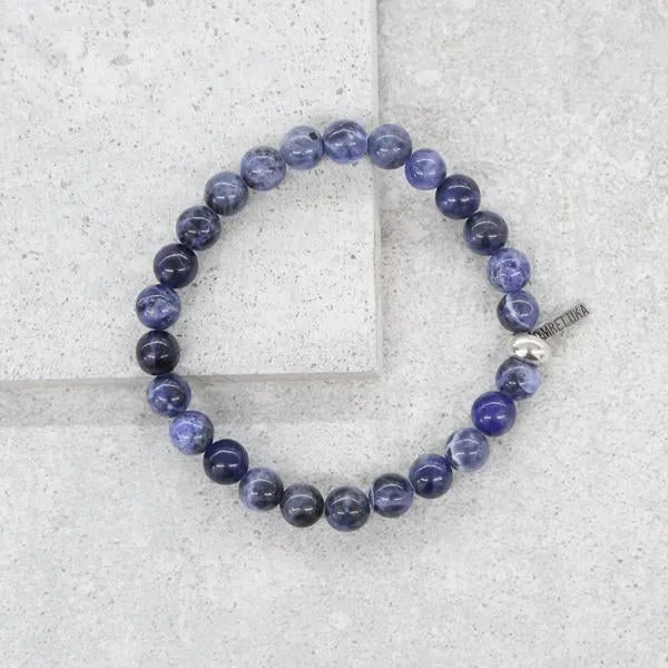Galaxy Sodalite Beaded Bracelet with Silver Ox