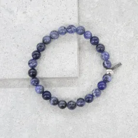 Galaxy Sodalite Beaded Bracelet with Silver Ox