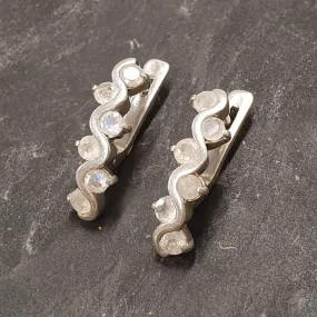 Genuine Moonstone Earrings - White Vertical Earrings - Long Vintage Earrings