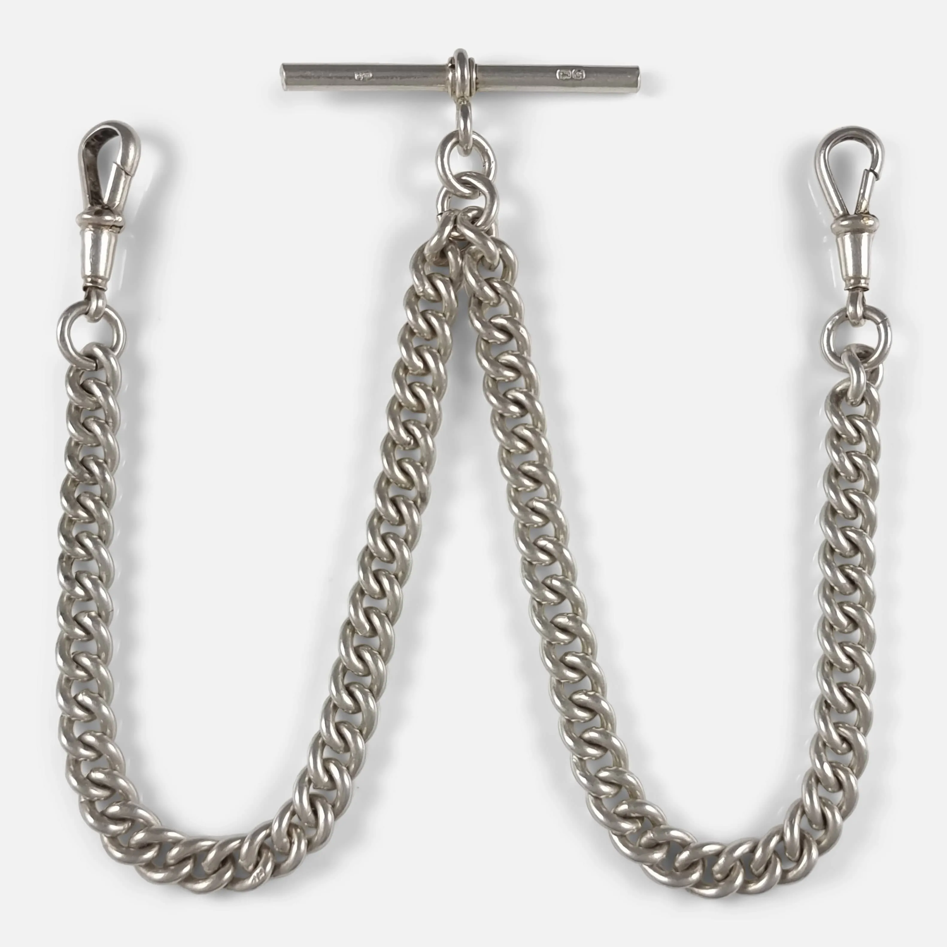 George V Sterling Silver Double Albert Watch Chain - 1927