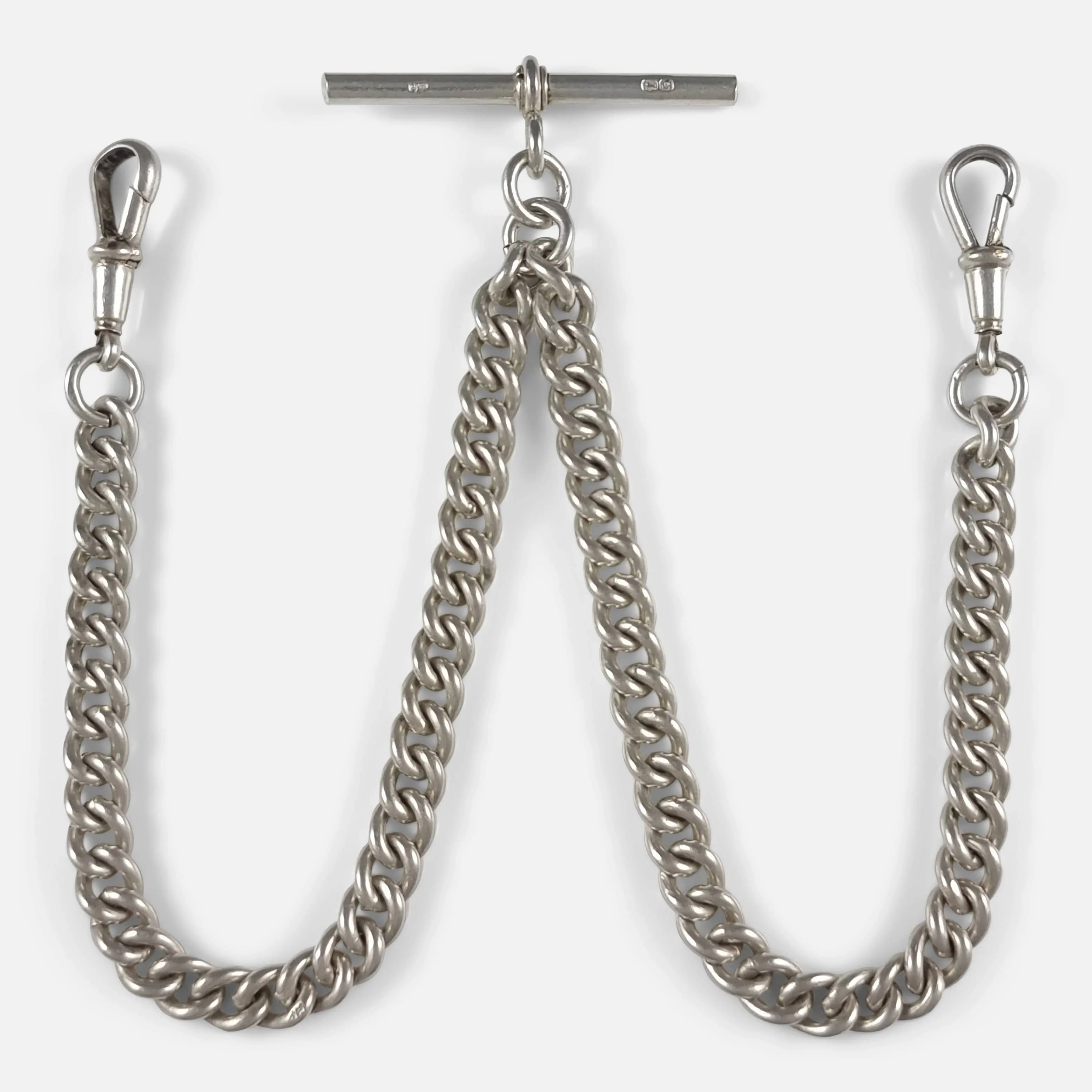 George V Sterling Silver Double Albert Watch Chain - 1927