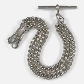 George V Sterling Silver Double Albert Watch Chain - 1927
