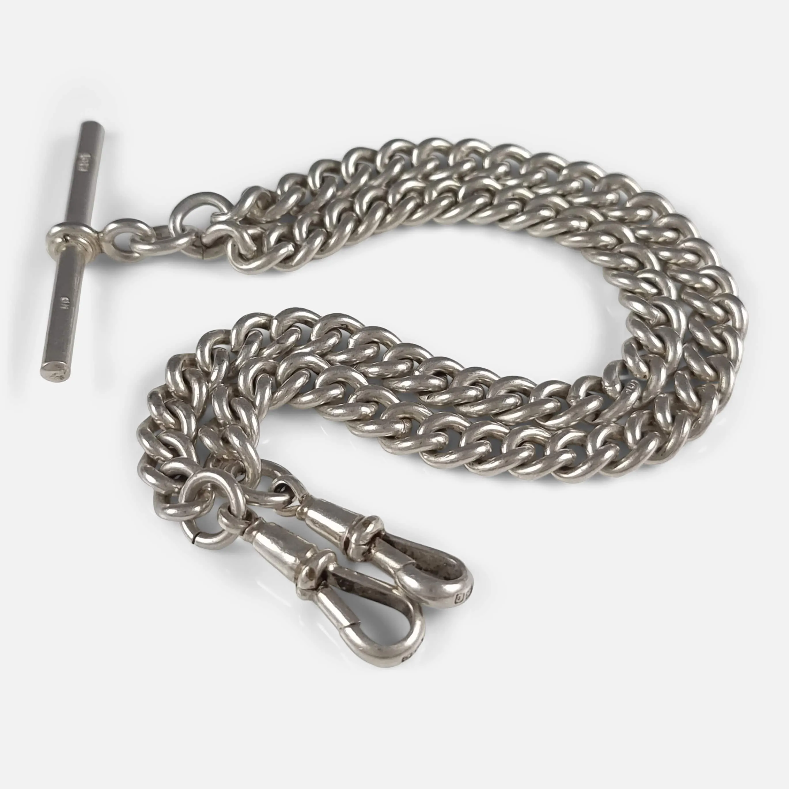 George V Sterling Silver Double Albert Watch Chain - 1927