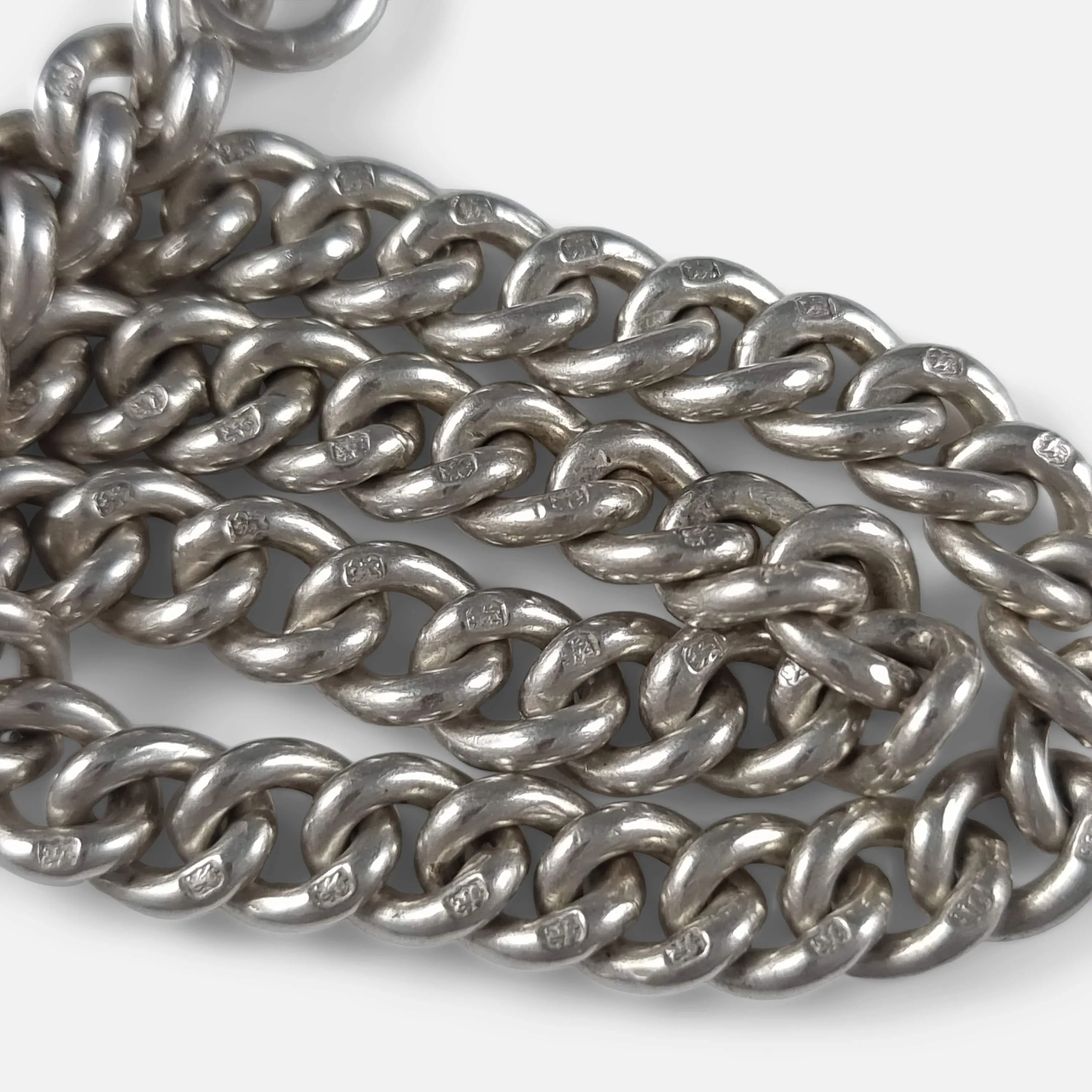 George V Sterling Silver Double Albert Watch Chain - 1927