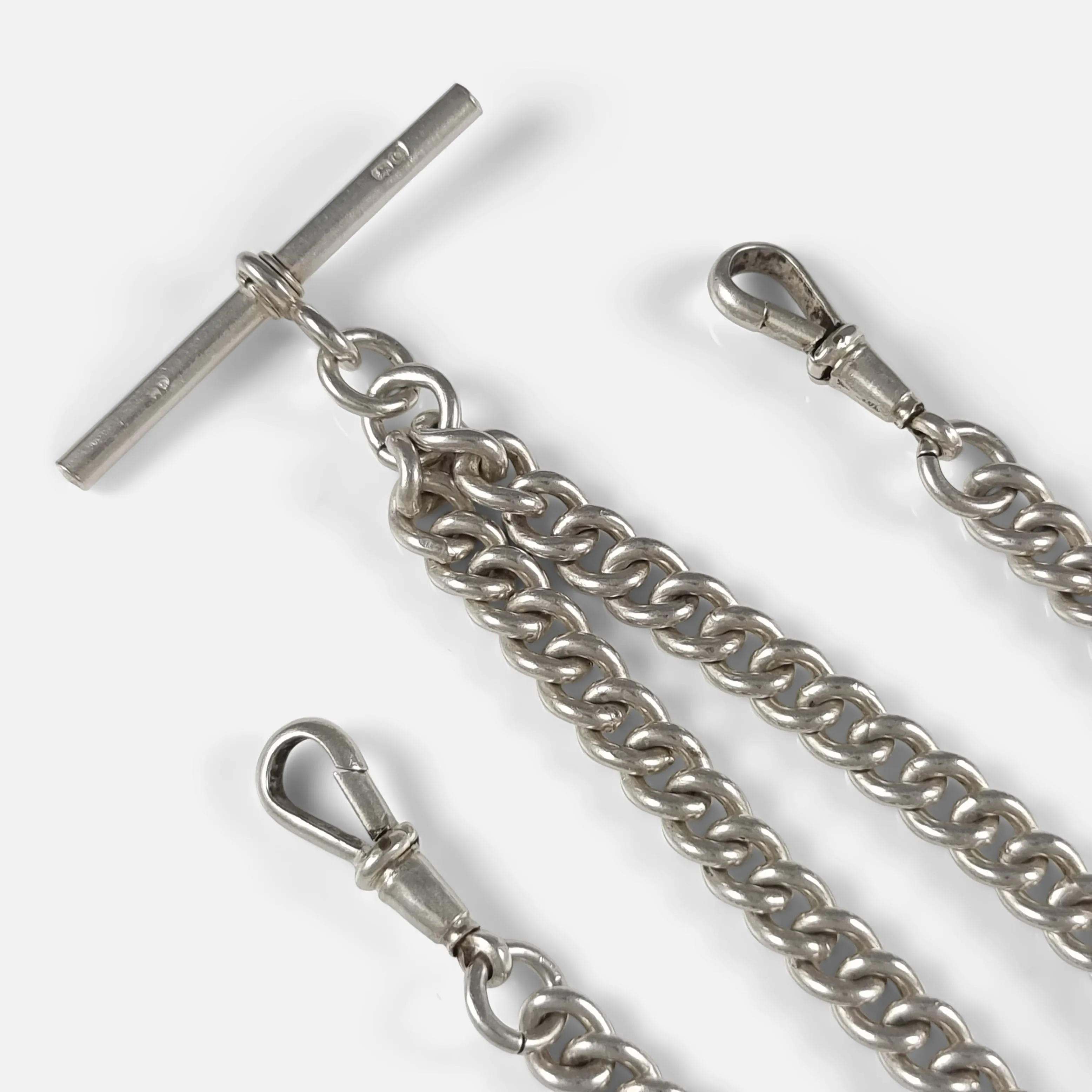 George V Sterling Silver Double Albert Watch Chain - 1927