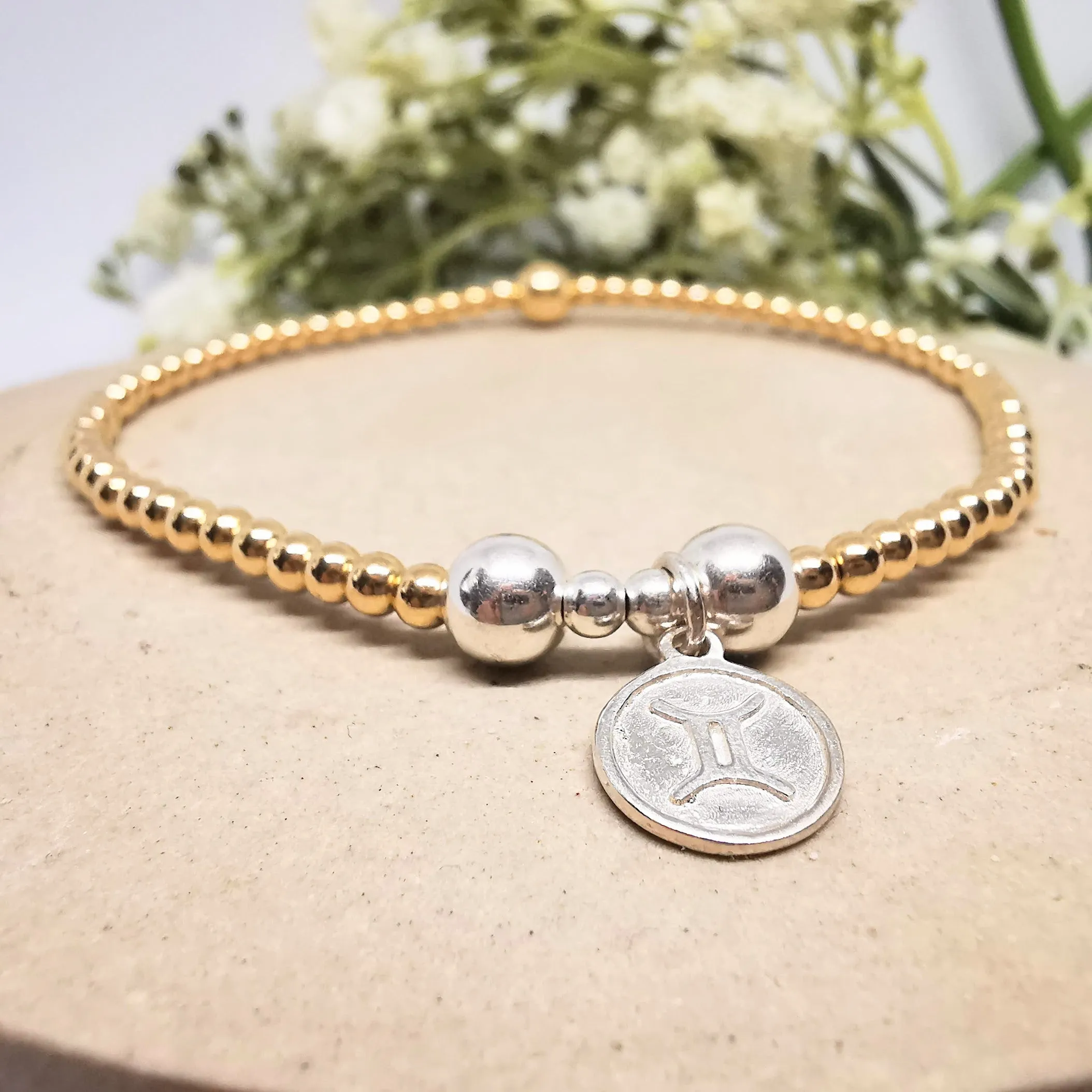Gold Beaded Bracelet Gemini Zodiac