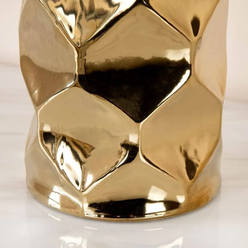 Gold Hexagon Design Vase - Medium