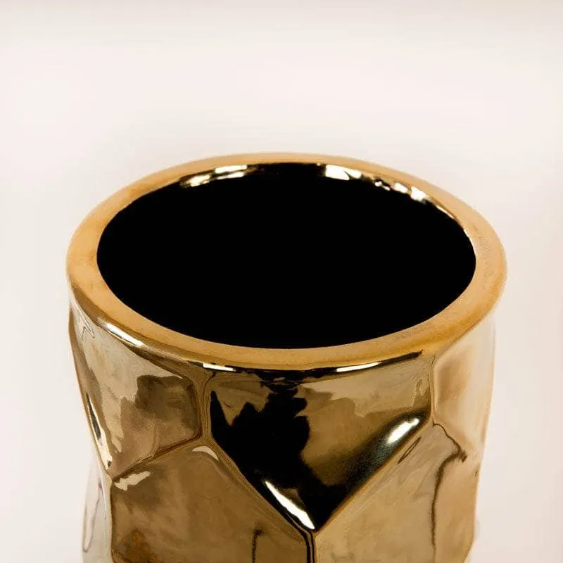 Gold Hexagon Design Vase - Medium