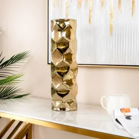 Gold Hexagon Design Vase - Medium