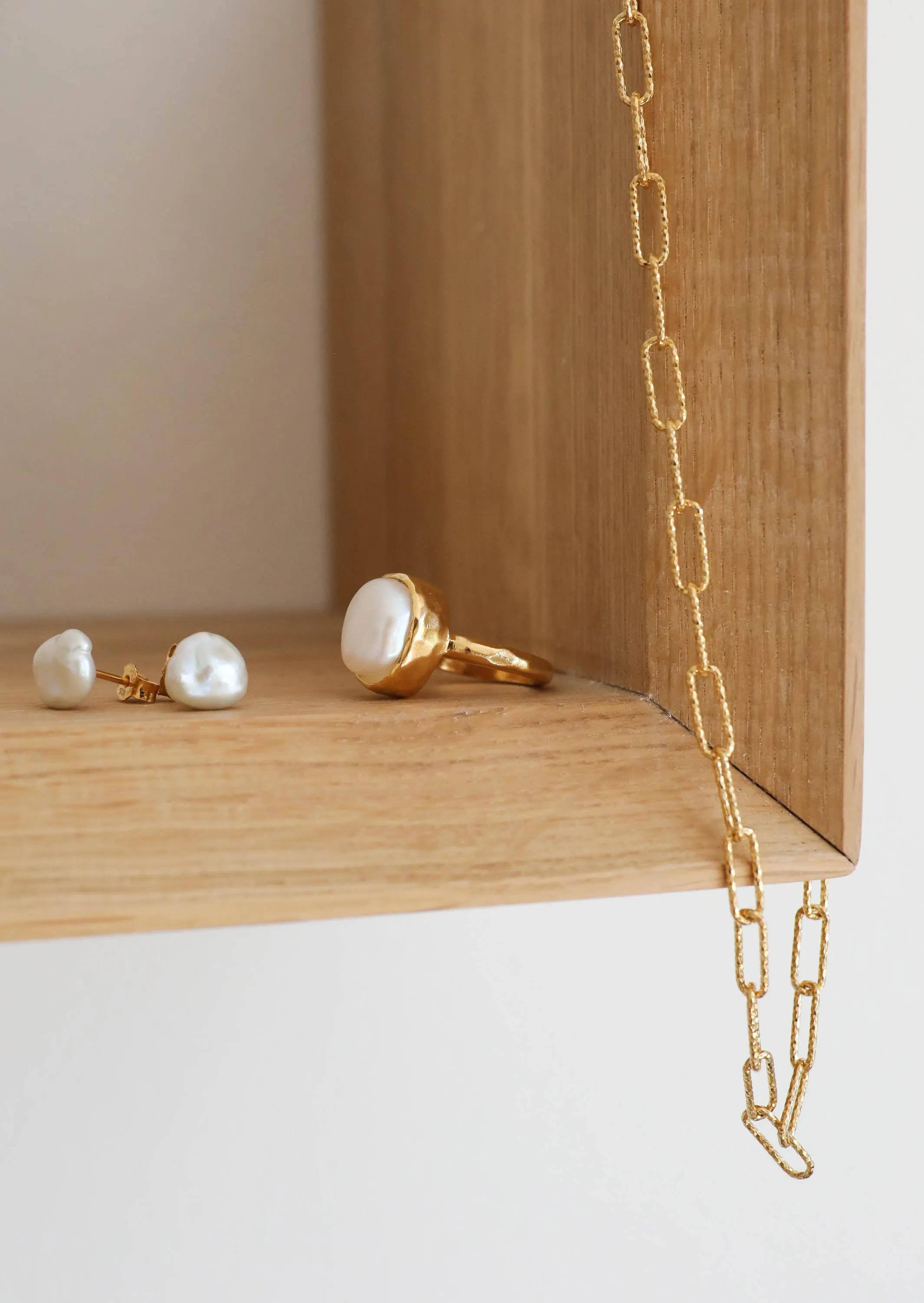 Gold Moonlight Pearl Ring