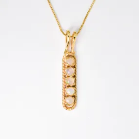 Gold Opal Pendant - Fire Opal Necklace - Vertical Opal Pendant