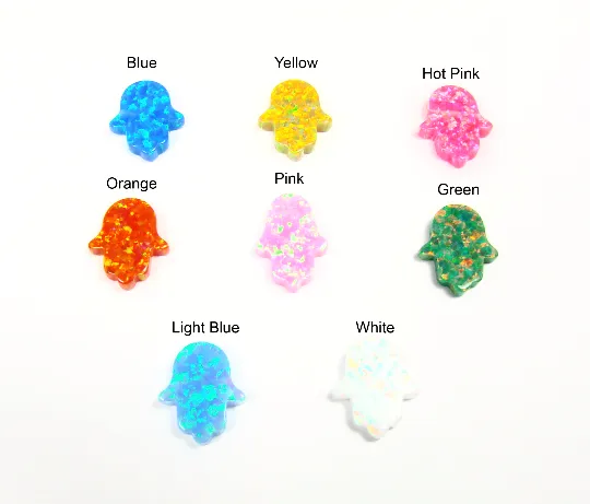 Hamsa Hand Necklace lab-Created Opal Red String