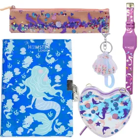 Hamster London Gift Hamper Mermaid Book Band   Watch   Mermaid Dairy   Mermaid Heart Sling   Shell Key Chain