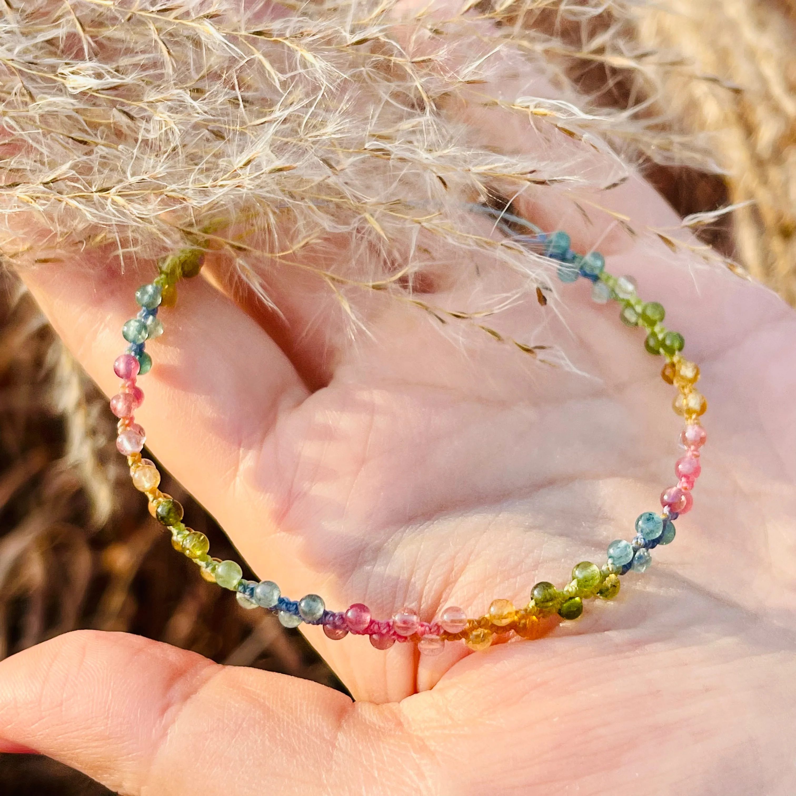Hand Woven Sapphire Color Gradient Macaron Bracelet