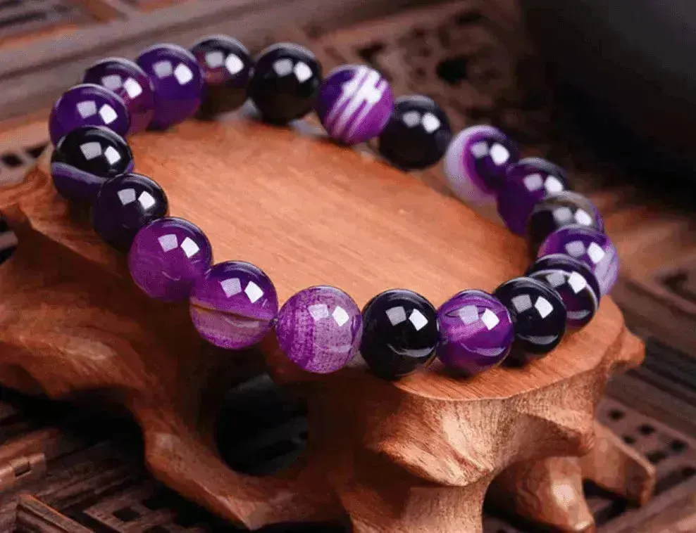 Handmade Black Lava Seven Chakra Healing Balance Beaded Bracelet