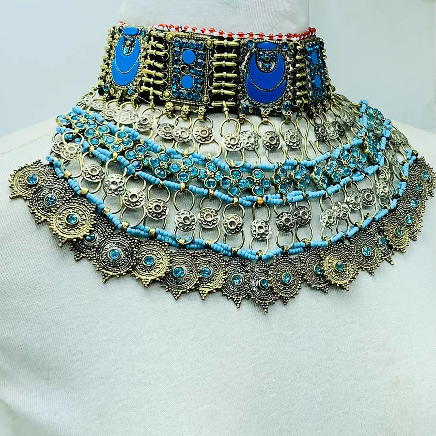 Handmade Tribal Turquoise Stone Choker Necklace