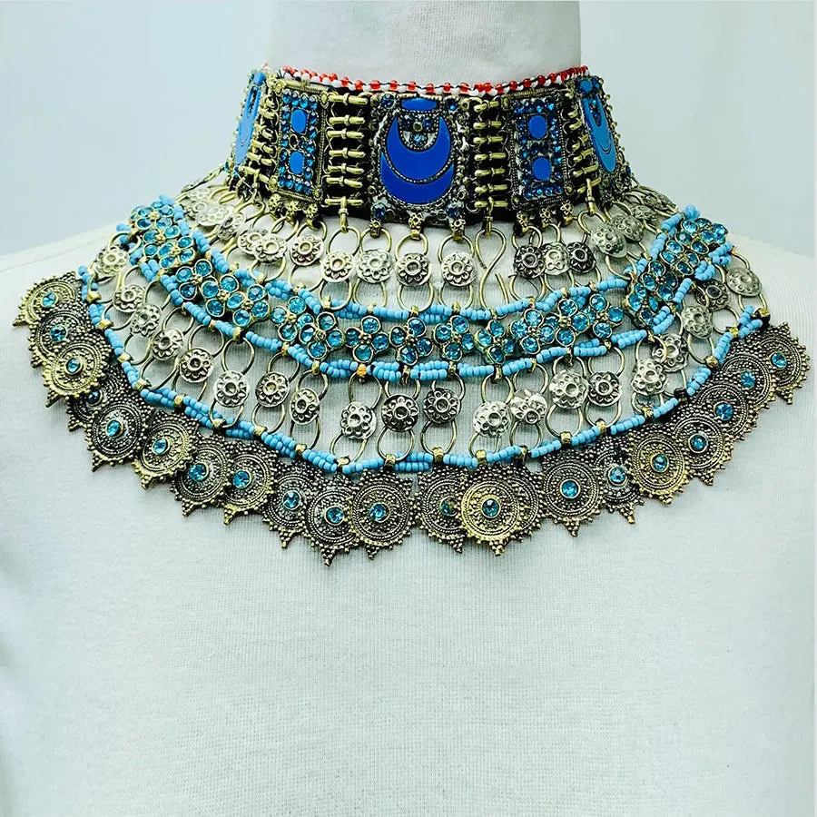 Handmade Tribal Turquoise Stone Choker Necklace