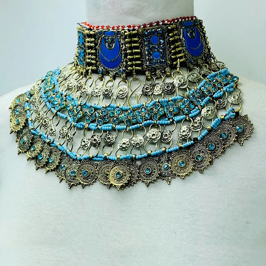 Handmade Tribal Turquoise Stone Choker Necklace