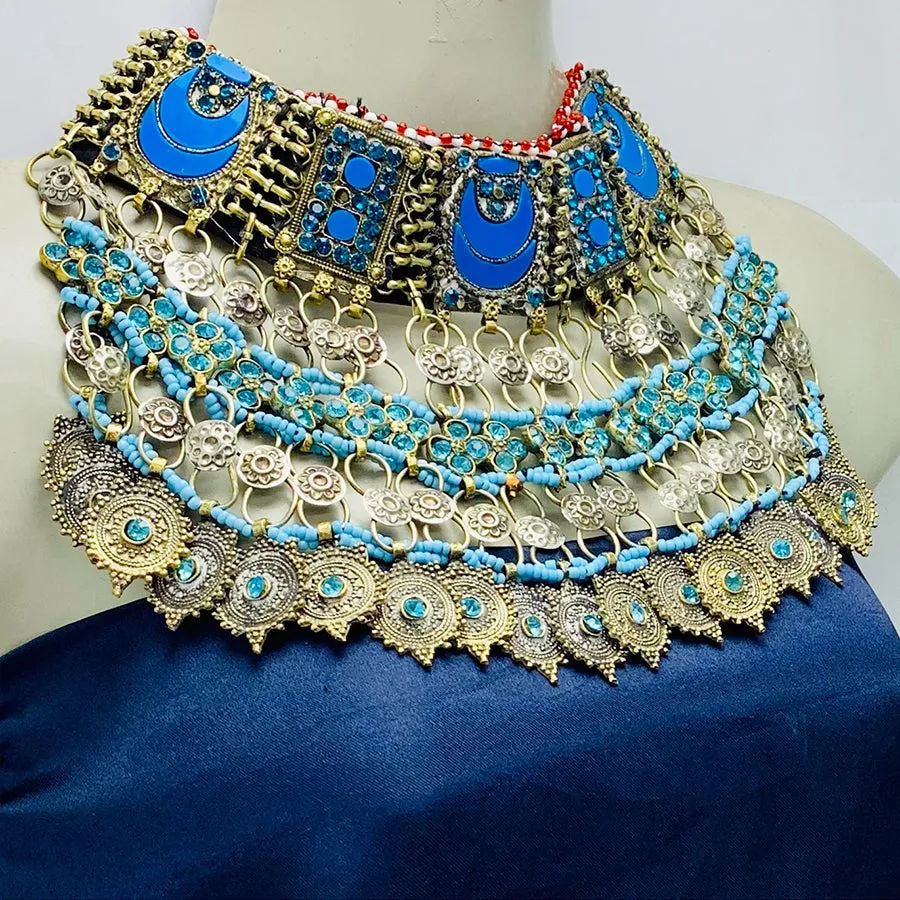Handmade Tribal Turquoise Stone Choker Necklace
