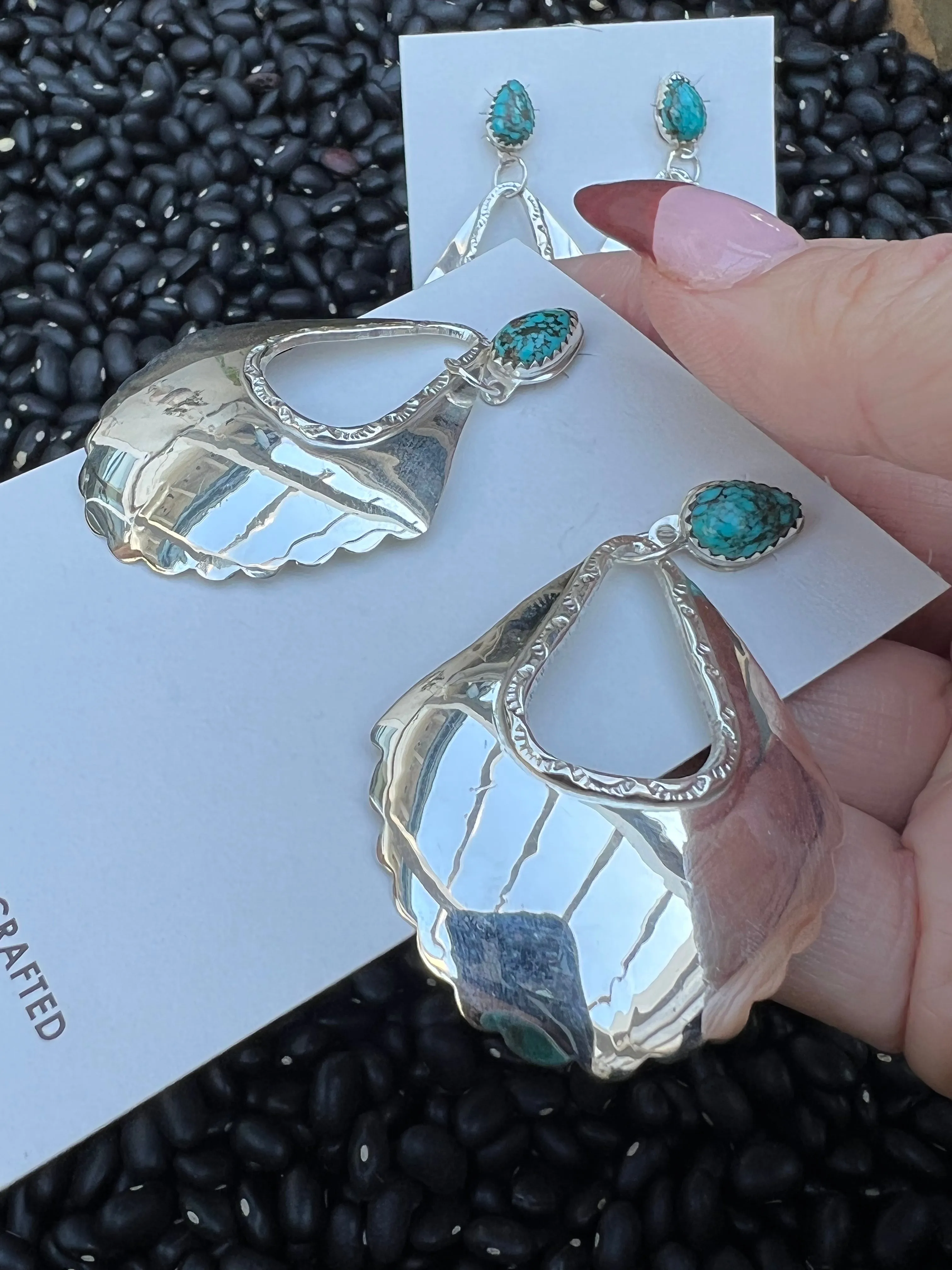 High Shine Hand Stamped Earrings