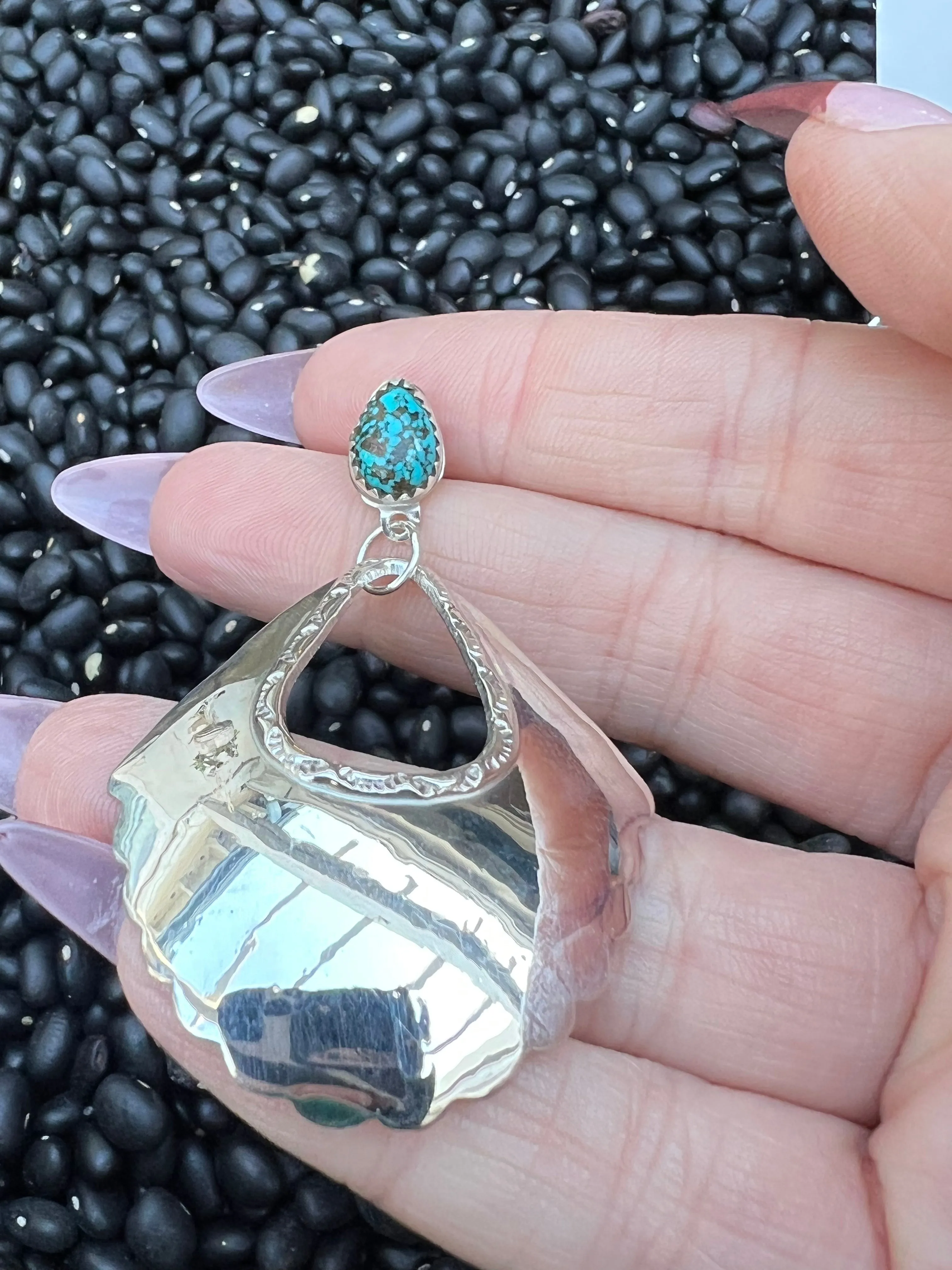 High Shine sterling silver turquoise earrings