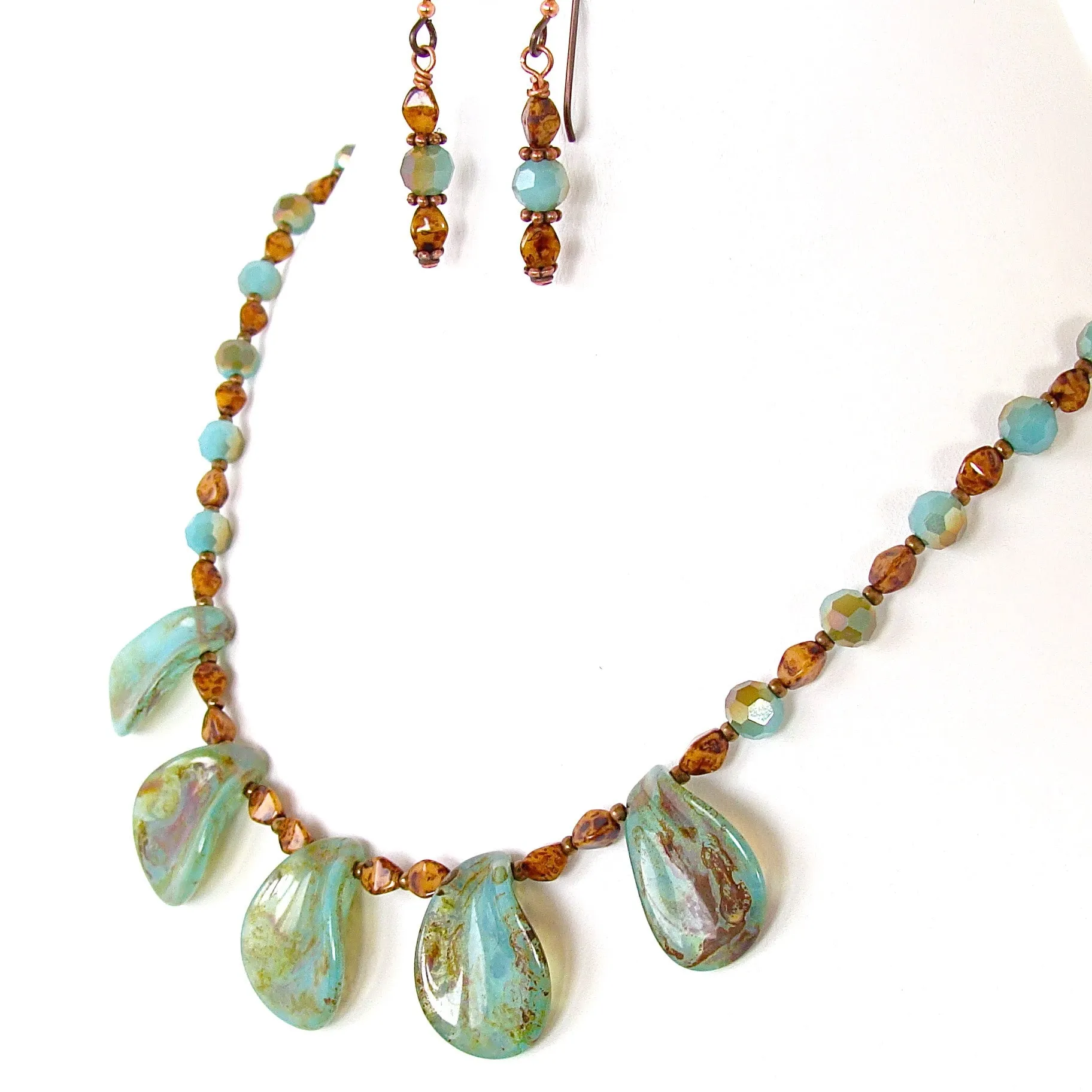 Hosta: Aqua and Earth Tone Jewelry