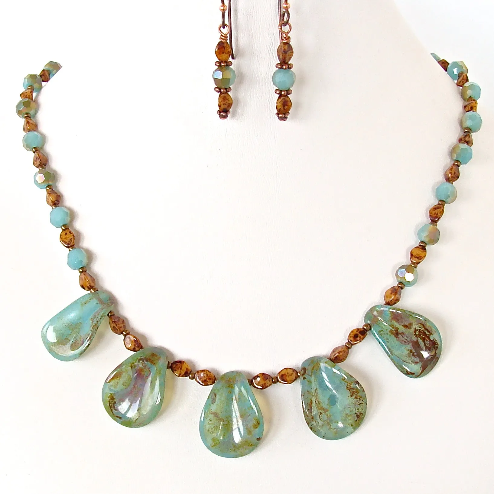 Hosta: Aqua and Earth Tone Jewelry