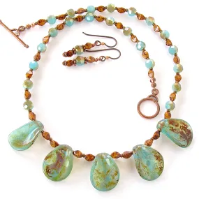 Hosta: Aqua and Earth Tone Jewelry