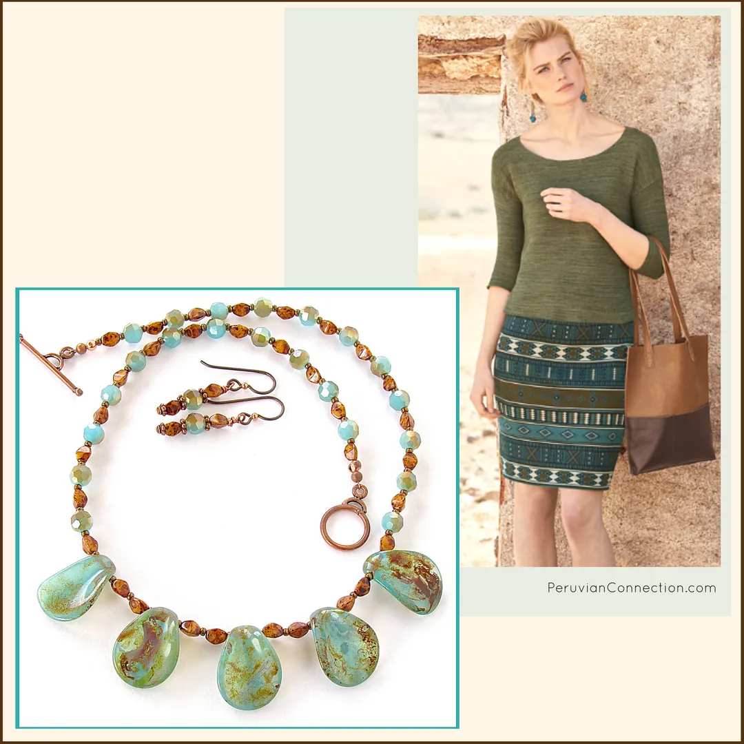 Hosta: Aqua and Earth Tone Jewelry