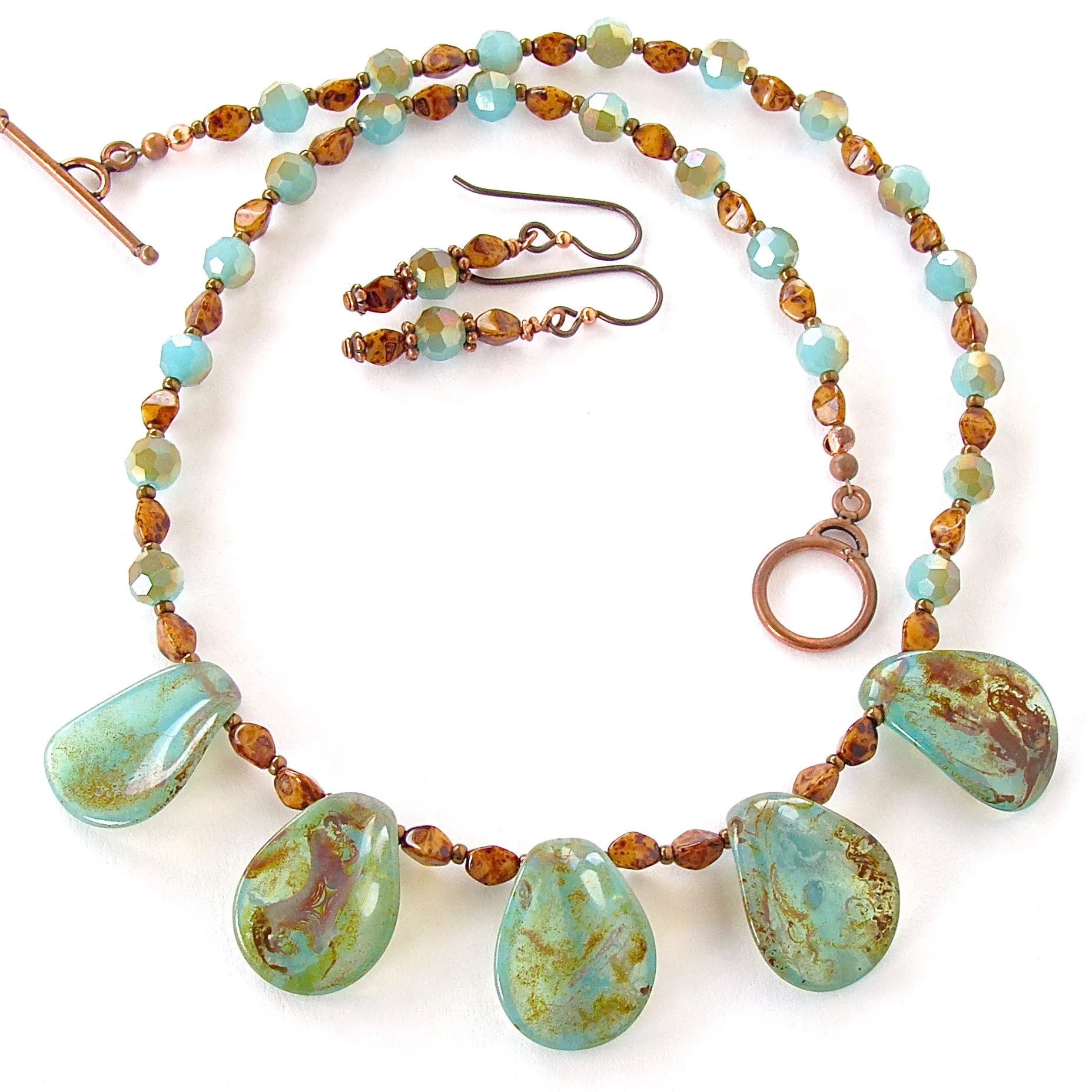 Hosta: Aqua and Earth Tone Jewelry