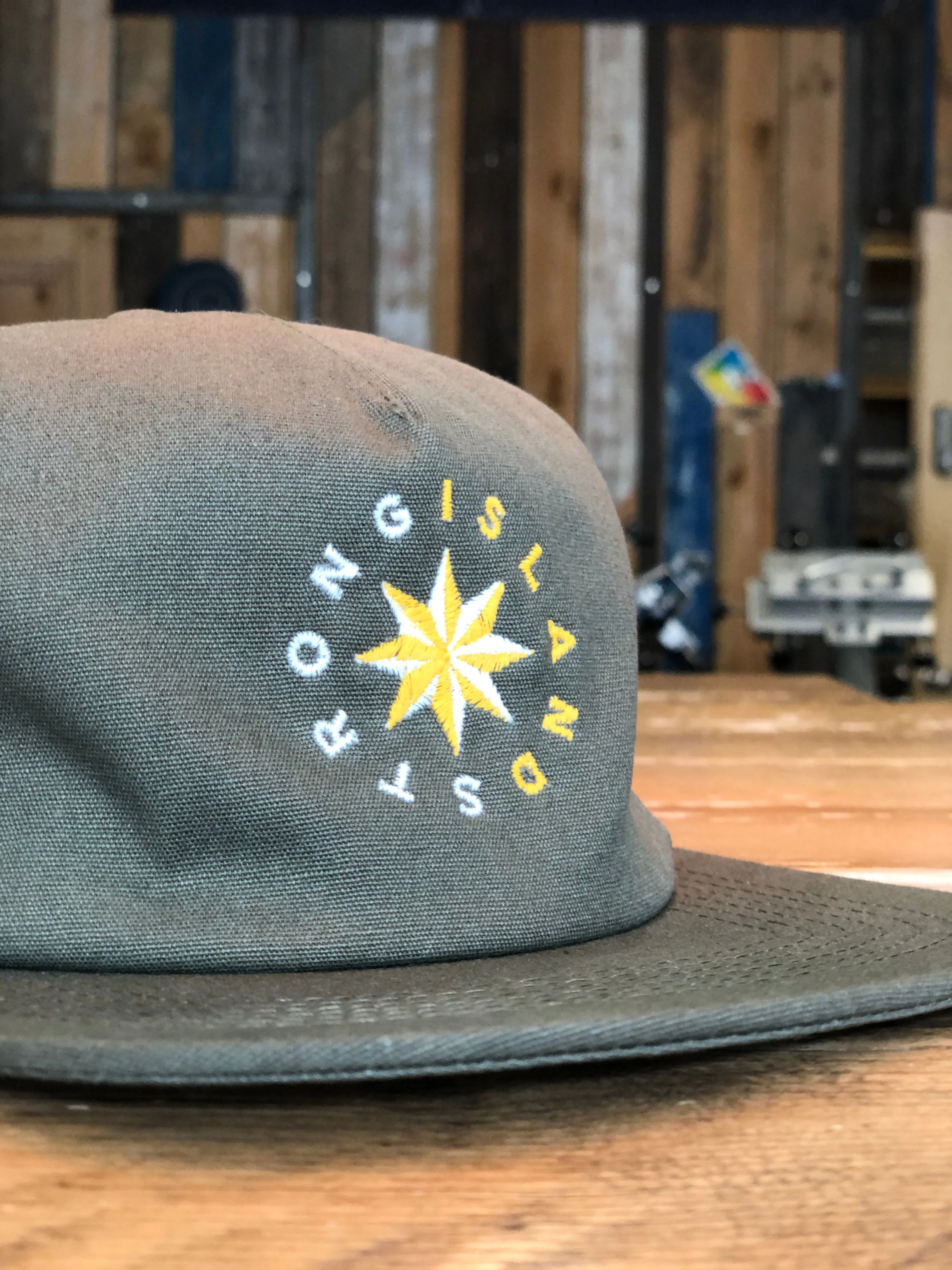 Island Star // 5 Panel Organic Cap - Olive Green