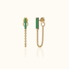 Jade Dangle Chain Stud Earrings